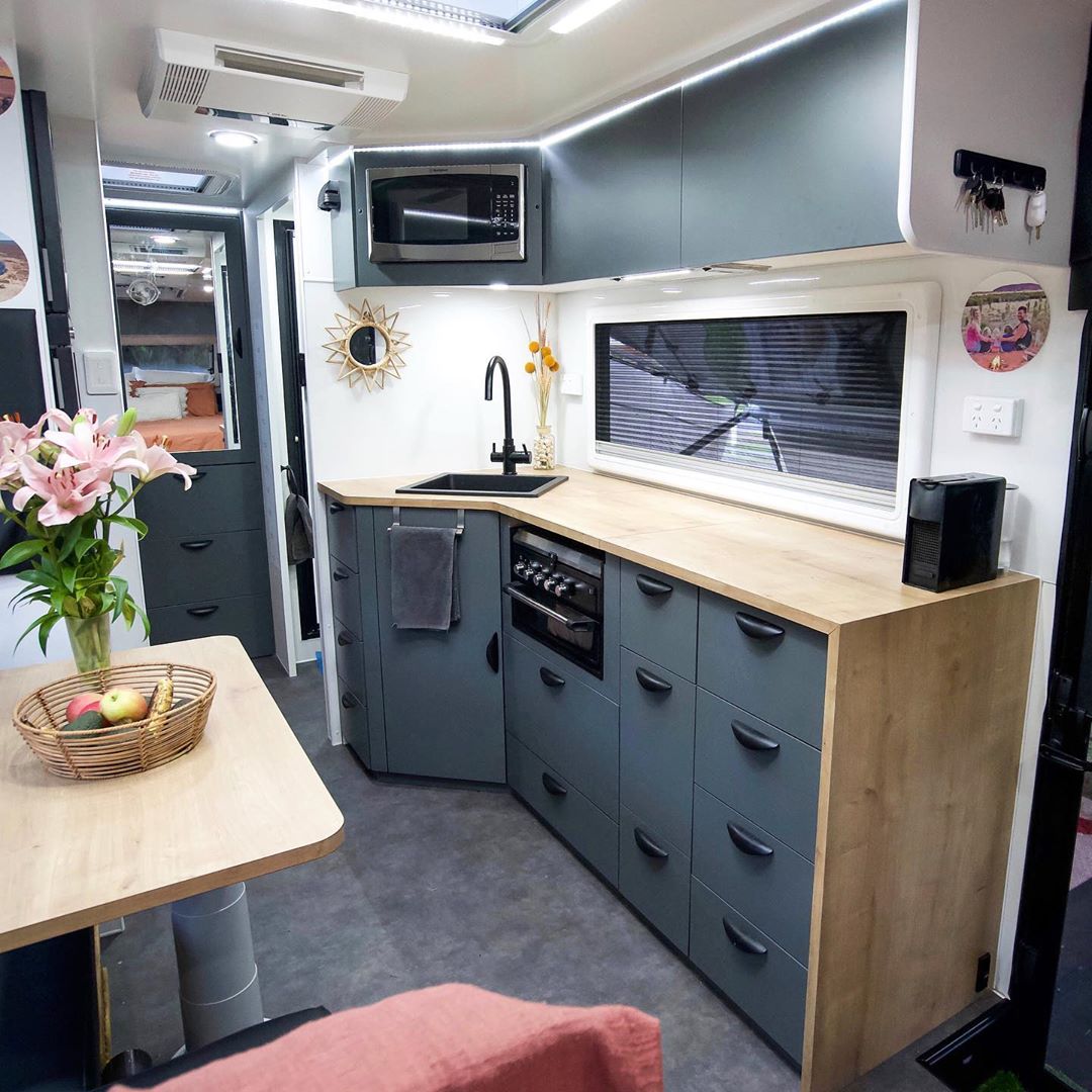 motorhome internal kitchen set up